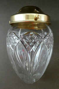 Antique EDWARDIAN Clear Cut Glass and Brass Single Hanging Light Shade. Deep Engraved Pattern