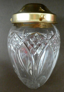 Antique EDWARDIAN Clear Cut Glass and Brass Single Hanging Light Shade. Deep Engraved Pattern