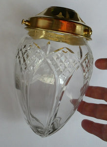 Antique EDWARDIAN Clear Cut Glass and Brass Single Hanging Light Shade. Deep Engraved Pattern