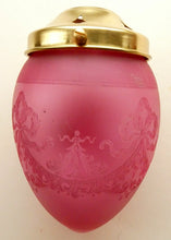 Load image into Gallery viewer, Antique EDWARDIAN Engraved Cranberry Glass and Brass Single Hanging Light Shade
