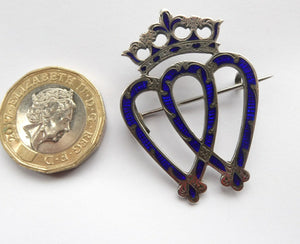 SCOTTISH SILVER. Antique VICTORIAN Silver and Blue Enamel LUCKENBOOTH Brooch