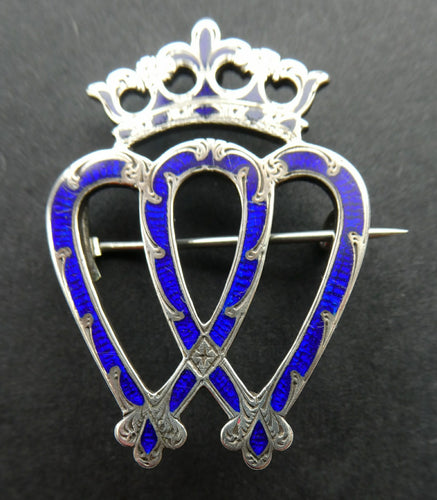 SCOTTISH SILVER. Antique VICTORIAN Silver and Blue Enamel LUCKENBOOTH Brooch