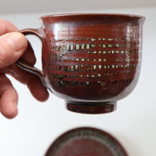 Load image into Gallery viewer, STUDIO POTTERY. Treacle Glaze Cup and Saucer by David Lloyd Jones (1928-1994)
