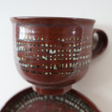 Load image into Gallery viewer, STUDIO POTTERY. Treacle Glaze Cup and Saucer by David Lloyd Jones (1928-1994)
