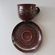 Load image into Gallery viewer, STUDIO POTTERY. Treacle Glaze Cup and Saucer by David Lloyd Jones (1928-1994)
