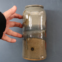 Load image into Gallery viewer, WELSH STUDIO POTTERY. Tall 1970s Tubular Stoneware Vase by Terry Bell Hughes (b. 1937)
