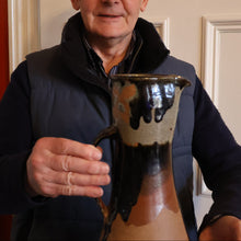 Load image into Gallery viewer, WELSH STUDIO POTTERY. Large Stoneware Jug with Dripping Glaze Decoration by Terry Bell Hughes (b. 1937)
