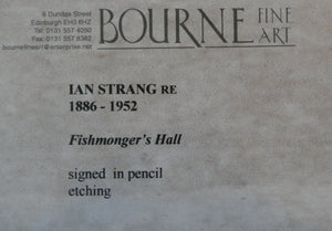 Scottish Art. Fishmonger's Hall. Pencil Signed Etching by IAN STRANG