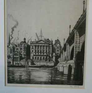 Scottish Art. Fishmonger's Hall. Pencil Signed Etching by IAN STRANG