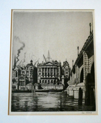 Scottish Art. Fishmonger's Hall. Pencil Signed Etching by IAN STRANG