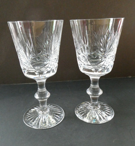 Pair of Large Red Wine Edinburgh Crystal Star of Edinburgh Glasses 7 inches