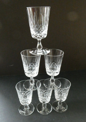 Vintage Edinburgh Crystal Set of Six Appin Pattern Sherry Glasses