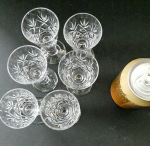 Set of Six Edinburgh Crystal Glenshee Pattern Sherry Glasses