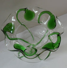 Load image into Gallery viewer, Edwardian Stuart Crystal Bowl with Green Tadpoles Peacock Trails
