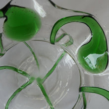 Load image into Gallery viewer, Edwardian Stuart Crystal Bowl with Green Tadpoles Peacock Trails
