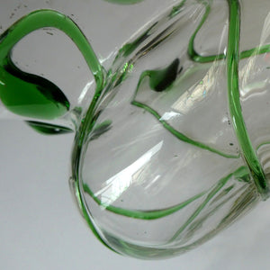 Edwardian Stuart Crystal Bowl with Green Tadpoles Peacock Trails