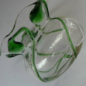 Edwardian Stuart Crystal Bowl with Green Tadpoles Peacock Trails