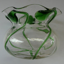 Load image into Gallery viewer, Edwardian Stuart Crystal Bowl with Green Tadpoles Peacock Trails
