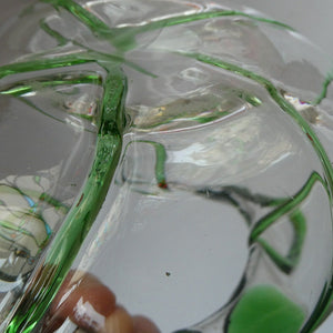 Edwardian Stuart Crystal Bowl with Green Tadpoles Peacock Trails