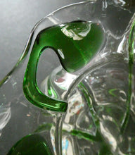 Load image into Gallery viewer, Edwardian Stuart Crystal Bowl with Green Tadpoles Peacock Trails
