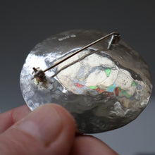 Load image into Gallery viewer, LARGE Scottish Silver Designer Brooch with Enamel Centre by Sheana M. Stephen. Edinburgh Hallmarked 1996

