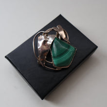 Load image into Gallery viewer, Scottish Silver Designer Brooch with Malachite Inclusion by Sheana M. Stephen. Edinburgh MILLENNIUM Hallmark
