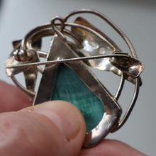 Load image into Gallery viewer, Scottish Silver Designer Brooch with Malachite Inclusion by Sheana M. Stephen. Edinburgh MILLENNIUM Hallmark
