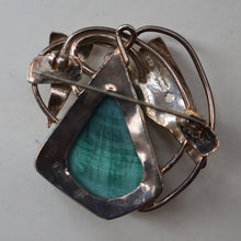 Load image into Gallery viewer, Scottish Silver Designer Brooch with Malachite Inclusion by Sheana M. Stephen. Edinburgh MILLENNIUM Hallmark
