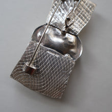 Load image into Gallery viewer, Scottish Silver &amp; Turquoise Designer Brooch by Sheana M. Stephen. Edinburgh Hallmarked 2008
