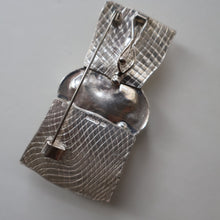 Load image into Gallery viewer, Scottish Silver &amp; Turquoise Designer Brooch by Sheana M. Stephen. Edinburgh Hallmarked 2008
