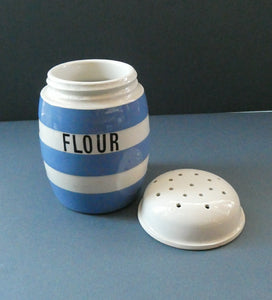 Vintage TG Green CORNISHWARE Flour Shaker Pot. Green Shield Mark