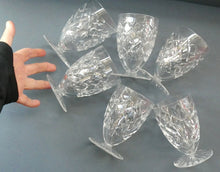 Load image into Gallery viewer, Unusual Vintage SET OF SIX Fine Lead Crystal Large JUICE GLASSES, possibly Webb Corbett
