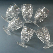 Load image into Gallery viewer, Unusual Vintage SET OF SIX Fine Lead Crystal Large JUICE GLASSES, possibly Webb Corbett
