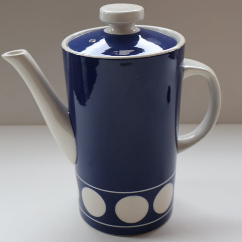 1960s Coffee Pot CORNISHWARE TG Green Jersey Blue Design by Judith Onions