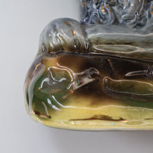 Load image into Gallery viewer, SCOTTISH POTTERY Antique SINGLE VICTORIAN Bo&#39;ness Pottery Large Recumbent Lion, c 1900
