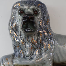 Load image into Gallery viewer, SCOTTISH POTTERY Antique SINGLE VICTORIAN Bo&#39;ness Pottery Large Recumbent Lion, c 1900
