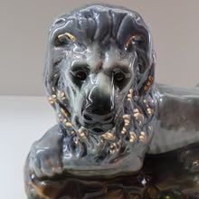 Load image into Gallery viewer, SCOTTISH POTTERY Antique SINGLE VICTORIAN Bo&#39;ness Pottery Large Recumbent Lion, c 1900
