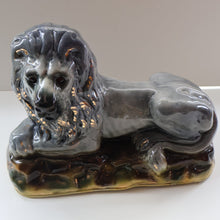 Load image into Gallery viewer, SCOTTISH POTTERY Antique SINGLE VICTORIAN Bo&#39;ness Pottery Large Recumbent Lion, c 1900
