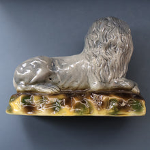 Load image into Gallery viewer, SCOTTISH POTTERY Antique SINGLE VICTORIAN Bo&#39;ness Pottery Large Recumbent Lion, c 1900
