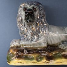 Load image into Gallery viewer, SCOTTISH POTTERY Antique SINGLE VICTORIAN Bo&#39;ness Pottery Large Recumbent Lion, c 1900
