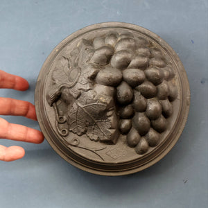 RARE SURVIVOR. Victorian Pewter Ice / Ice Cream Mould with Fruiting Vine Decoration on the Lid 