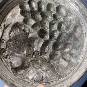 RARE SURVIVOR. Victorian Pewter Ice / Ice Cream Mould with Fruiting Vine Decoration on the Lid 