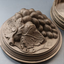 Load image into Gallery viewer, RARE SURVIVOR. Victorian Pewter Ice / Ice Cream Mould with Fruiting Vine Decoration on the Lid 
