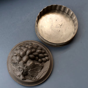 RARE SURVIVOR. Victorian Pewter Ice / Ice Cream Mould with Fruiting Vine Decoration on the Lid 