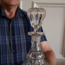 Load image into Gallery viewer, EXCEPTIONAL Victorian Bell Decanter with Original Stopper with Facet Cut Ribbing: 13 1/2 inches in height

