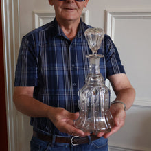 Load image into Gallery viewer, EXCEPTIONAL Victorian Bell Decanter with Original Stopper with Facet Cut Ribbing: 13 1/2 inches in height
