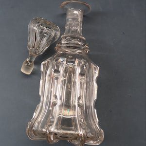 EXCEPTIONAL Victorian Bell Decanter with Original Stopper with Facet Cut Ribbing: 13 1/2 inches in height