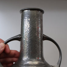 Load image into Gallery viewer, Stylish Arts and Crafts Pewter Twin Handled Vase by Walker &amp; Co. 8 inches in height

