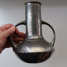 Load image into Gallery viewer, Stylish Arts and Crafts Pewter Twin Handled Vase by Walker &amp; Co. 8 inches in height
