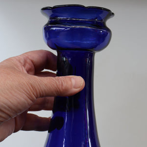 Fine Pair of Hand Blown ANTIQUE Hyacinth Bulb Vases  (Bristol Blue and Amethyst Glass)
